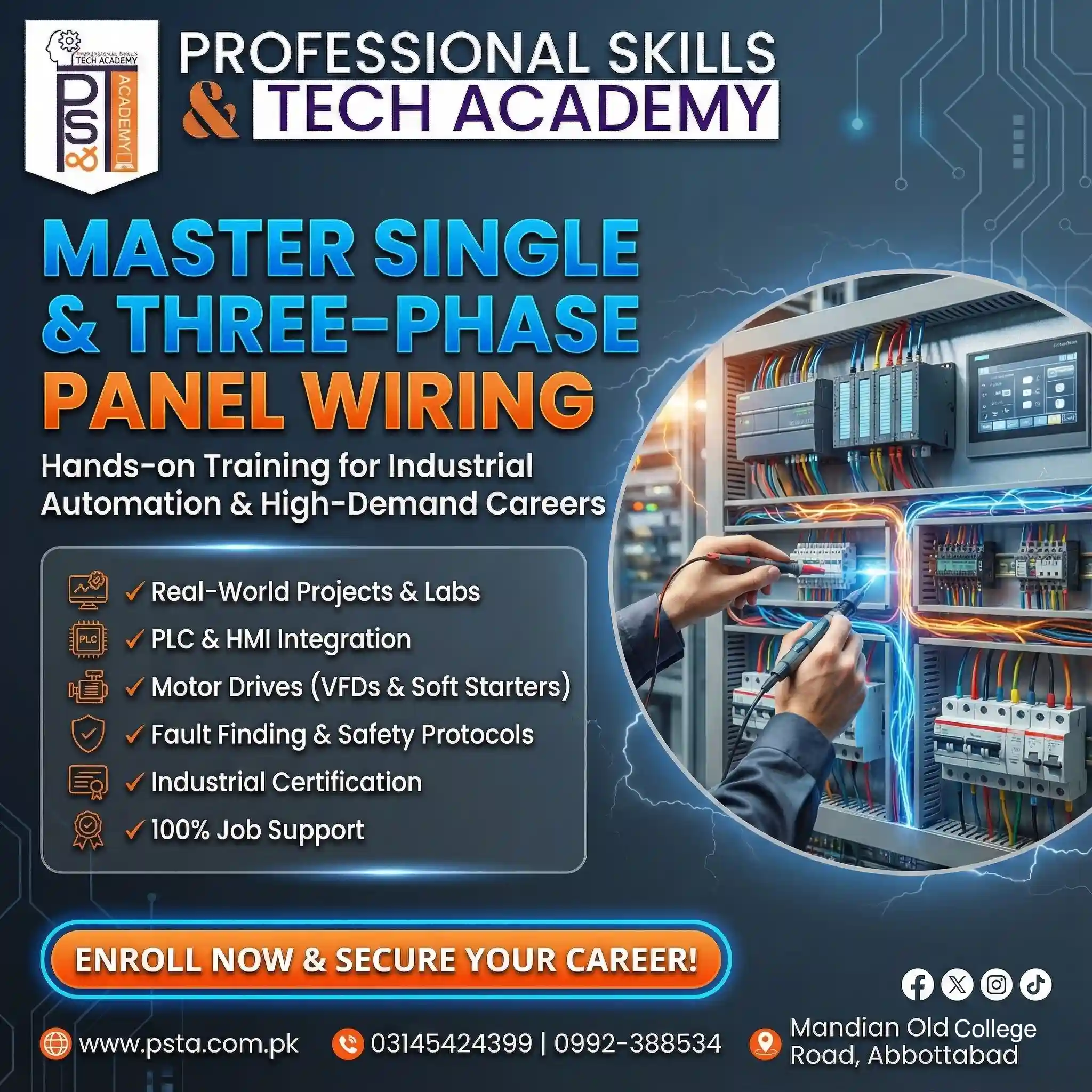 Master Industrial Automation: Single & Three-Phase Panel Wiring, PLC & VFD Certification - IT Course in Abbottabad